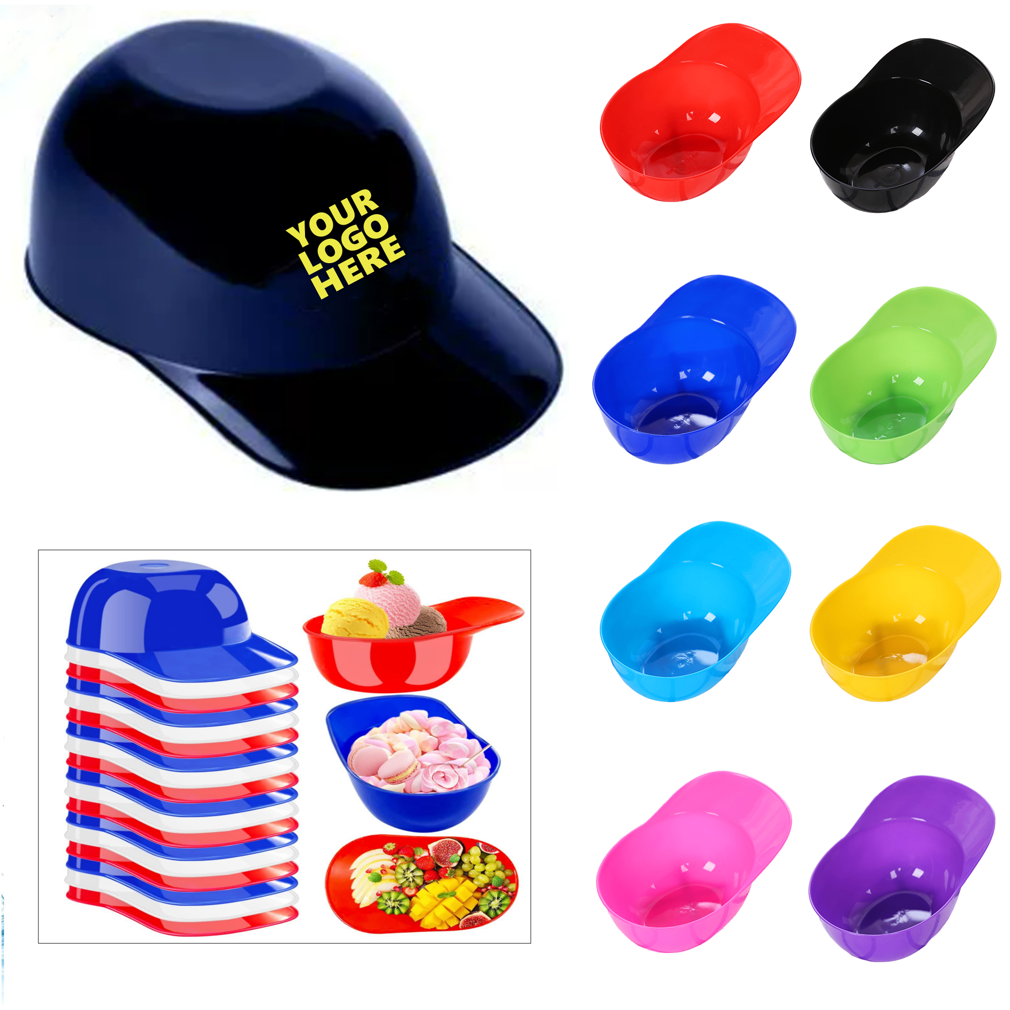 8oz Ice Cream Snack Bowl - Baseball Helmet Design 3