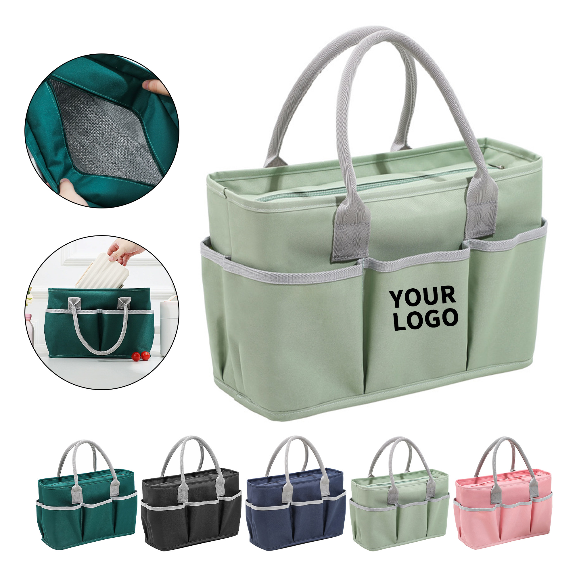 Insulated Reusable Lunch Bag 11.8 x 5.1 x 7.9" 8