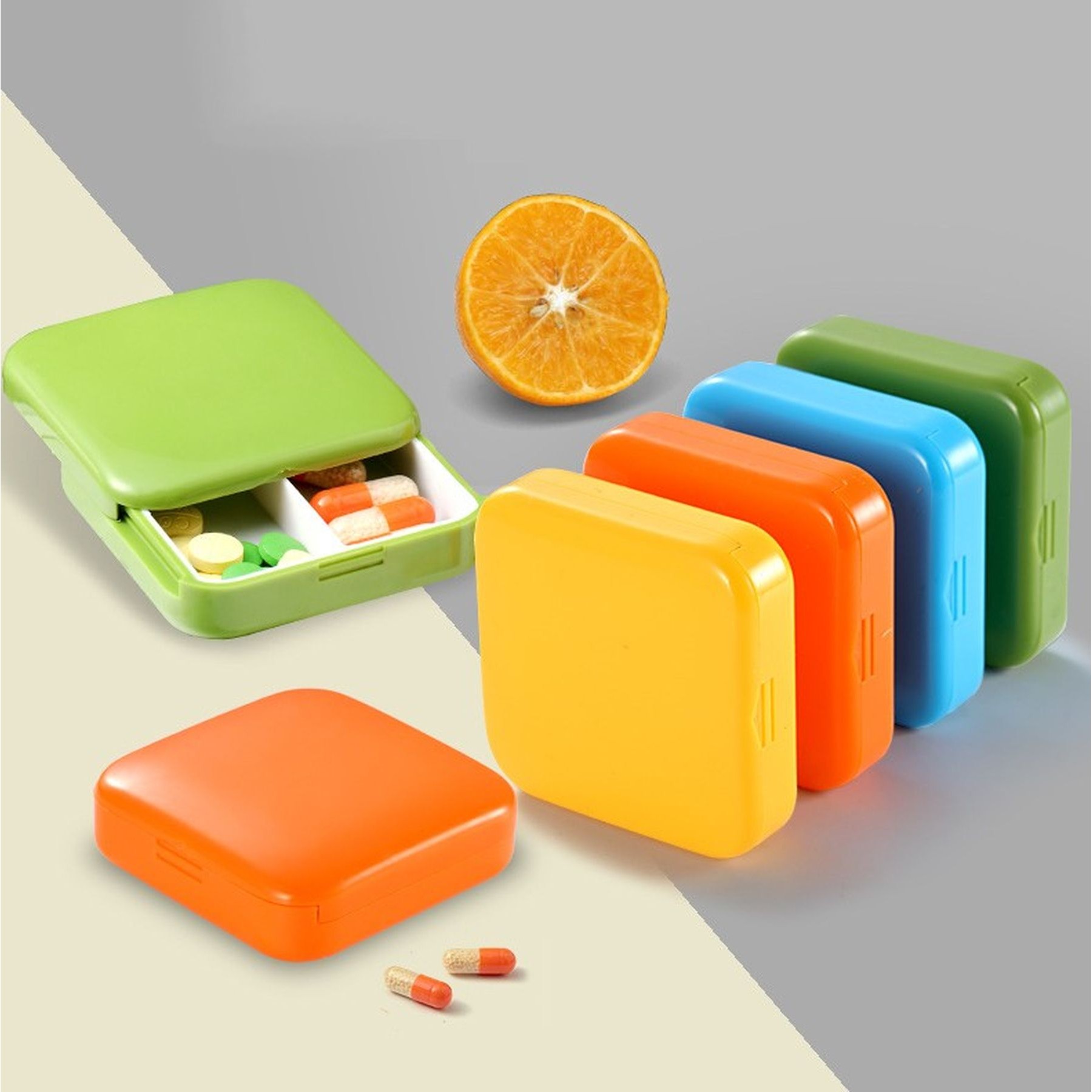 Travel Daily Pill Organizer 2 Compartments Pill Container 8