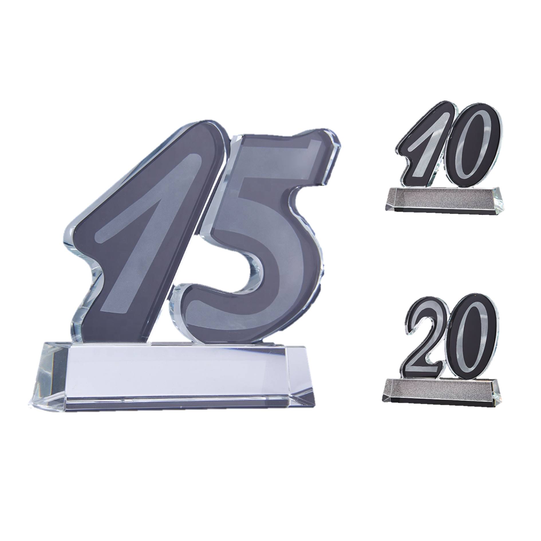 Custom 3d Number Cutting Anniversary Trophy Crystal Award 3