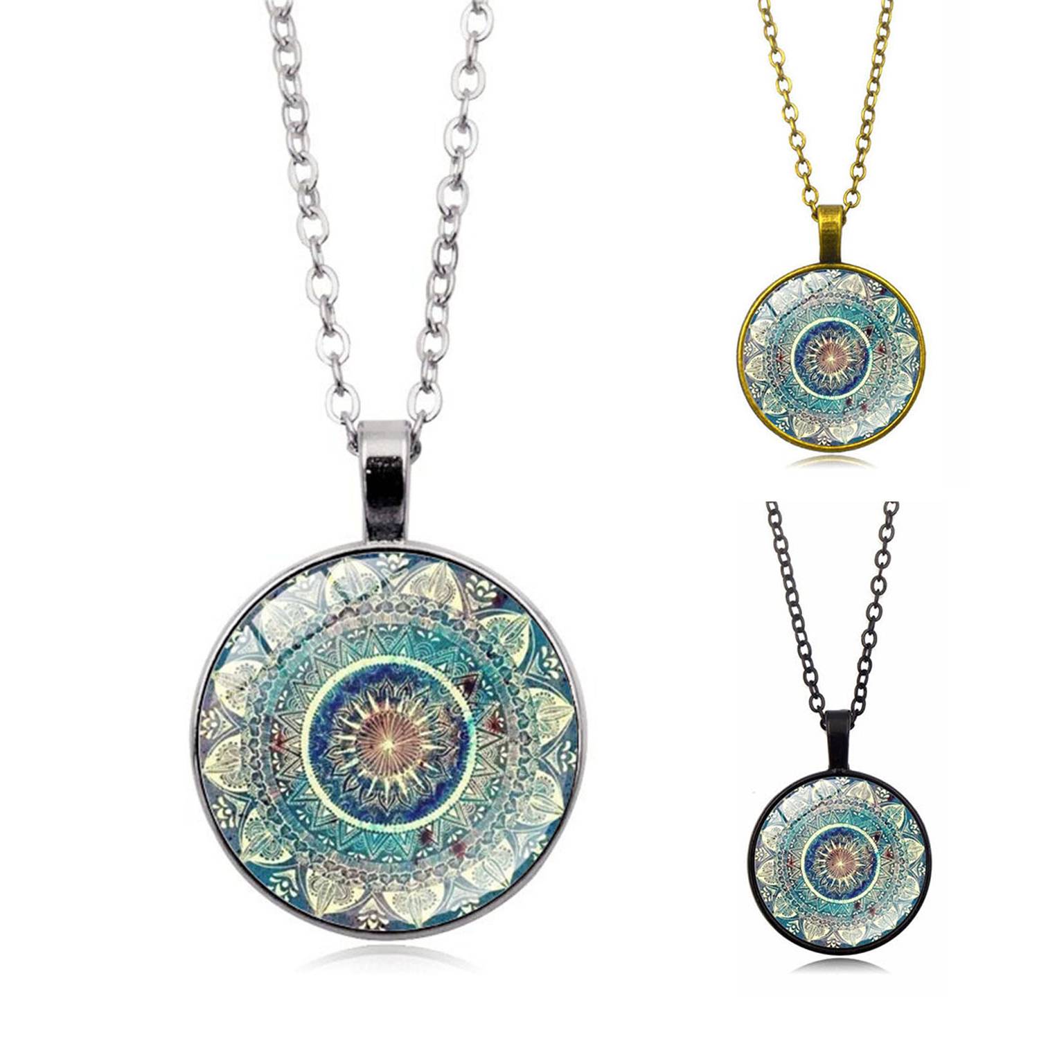 Alloy Yoga Crystal Pendant Moon Necklace