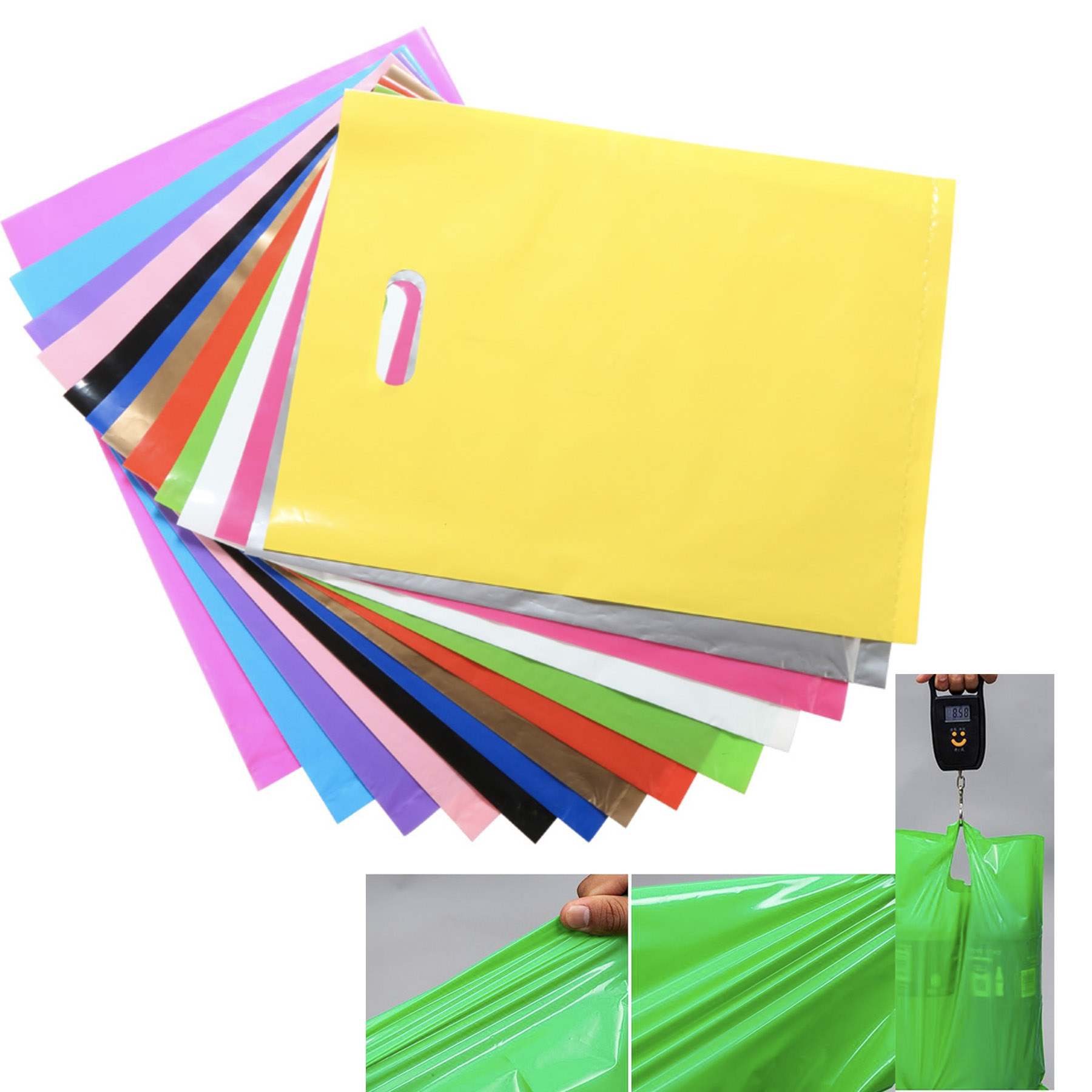 Merchandise Retail Glossy Shopping Bags With Die Cut Fold Over Handle 1