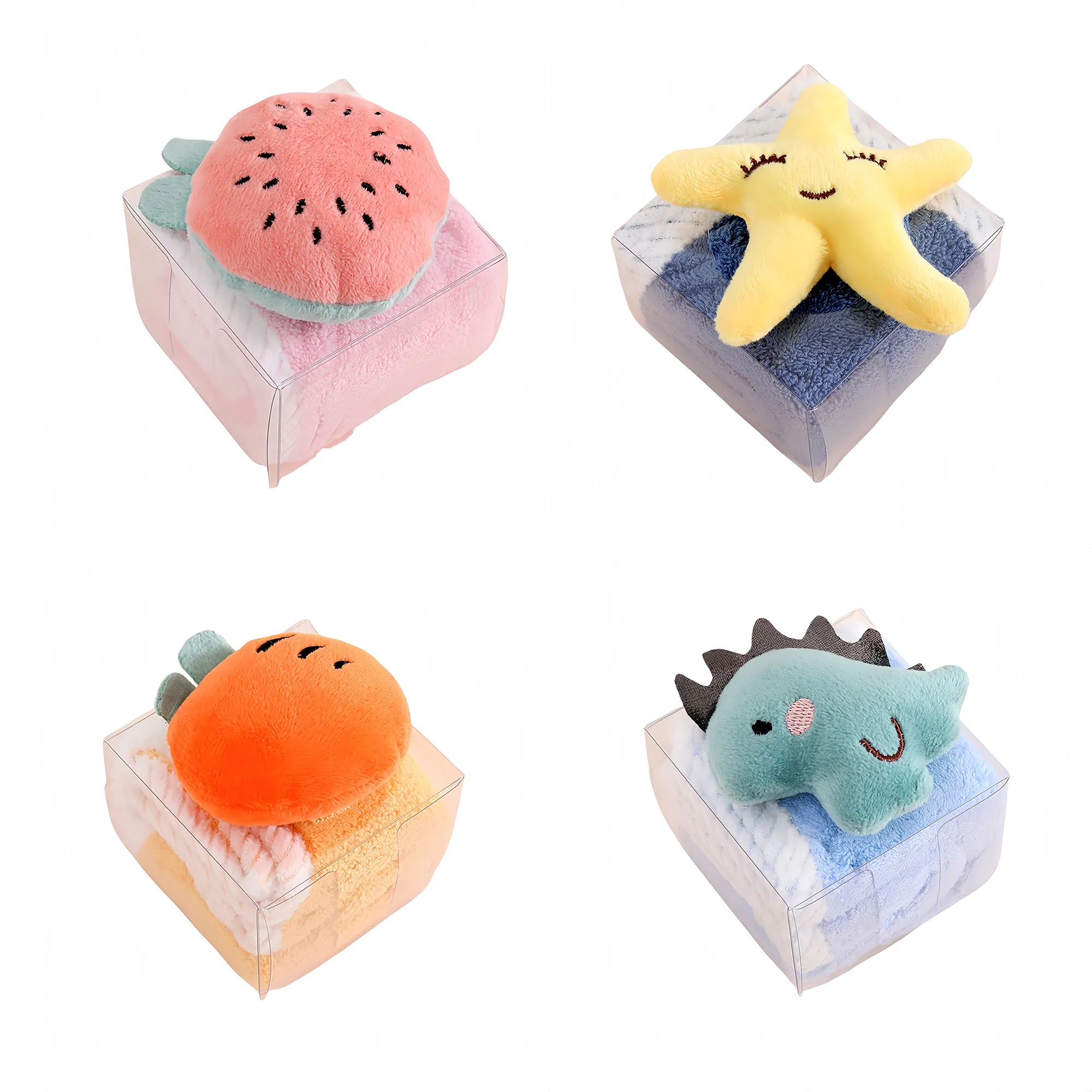 Adorable Cartoon Coral Fleece Hand Towel With Plush Topper 2