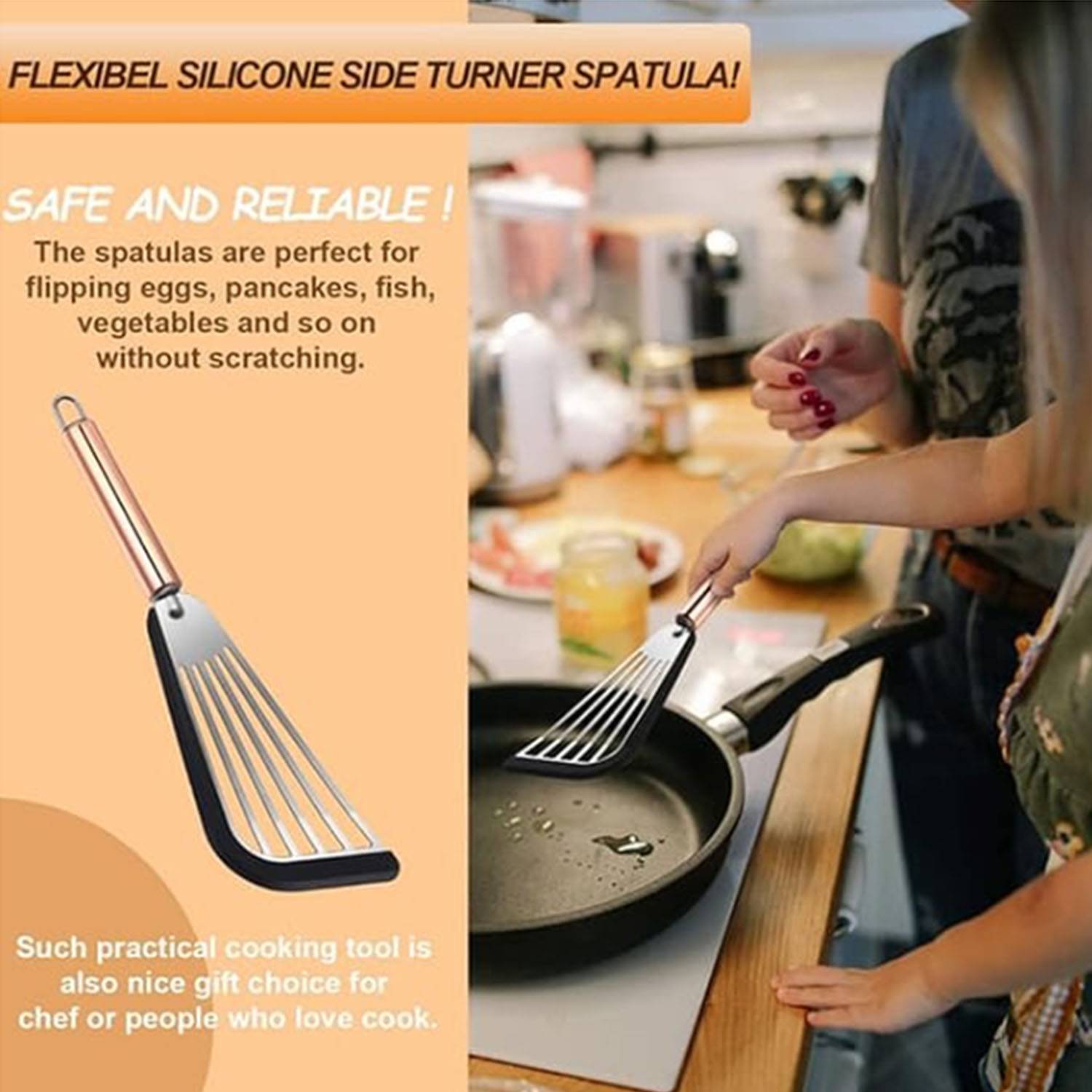 Silicone Stainless Steel Fish Spatula 5