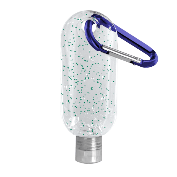 1.9 oz. Single Color Moisture Bead Sanitizer in Clear Bottle with Carabiner 66