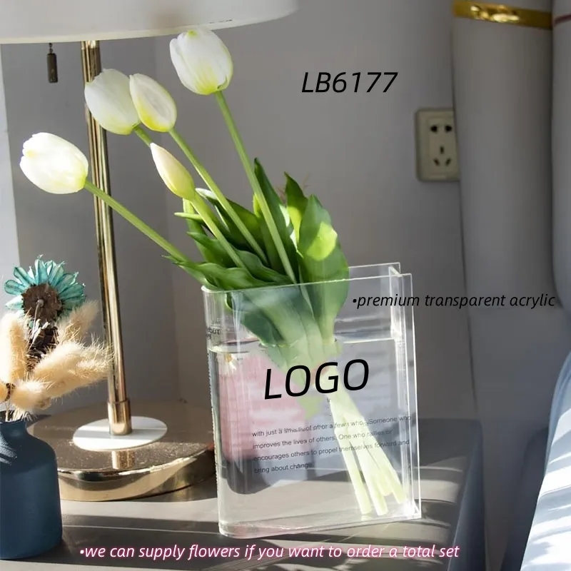 Acrylic Book Vase for Flowers Bookshelf Decor 4