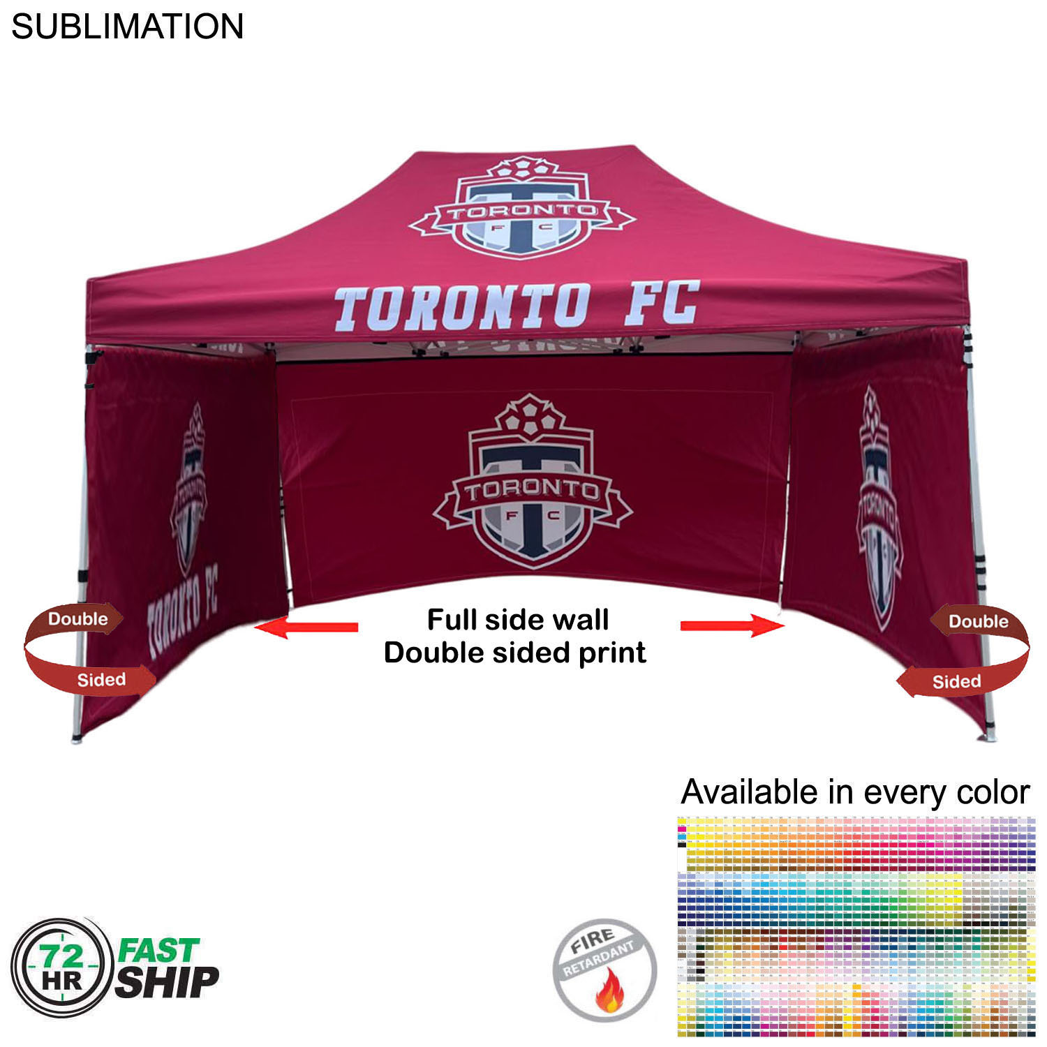 72Hr Fast Ship - Full Side Wall for 10x15 Tent Kit, Sublimated, Double Sided Print 2