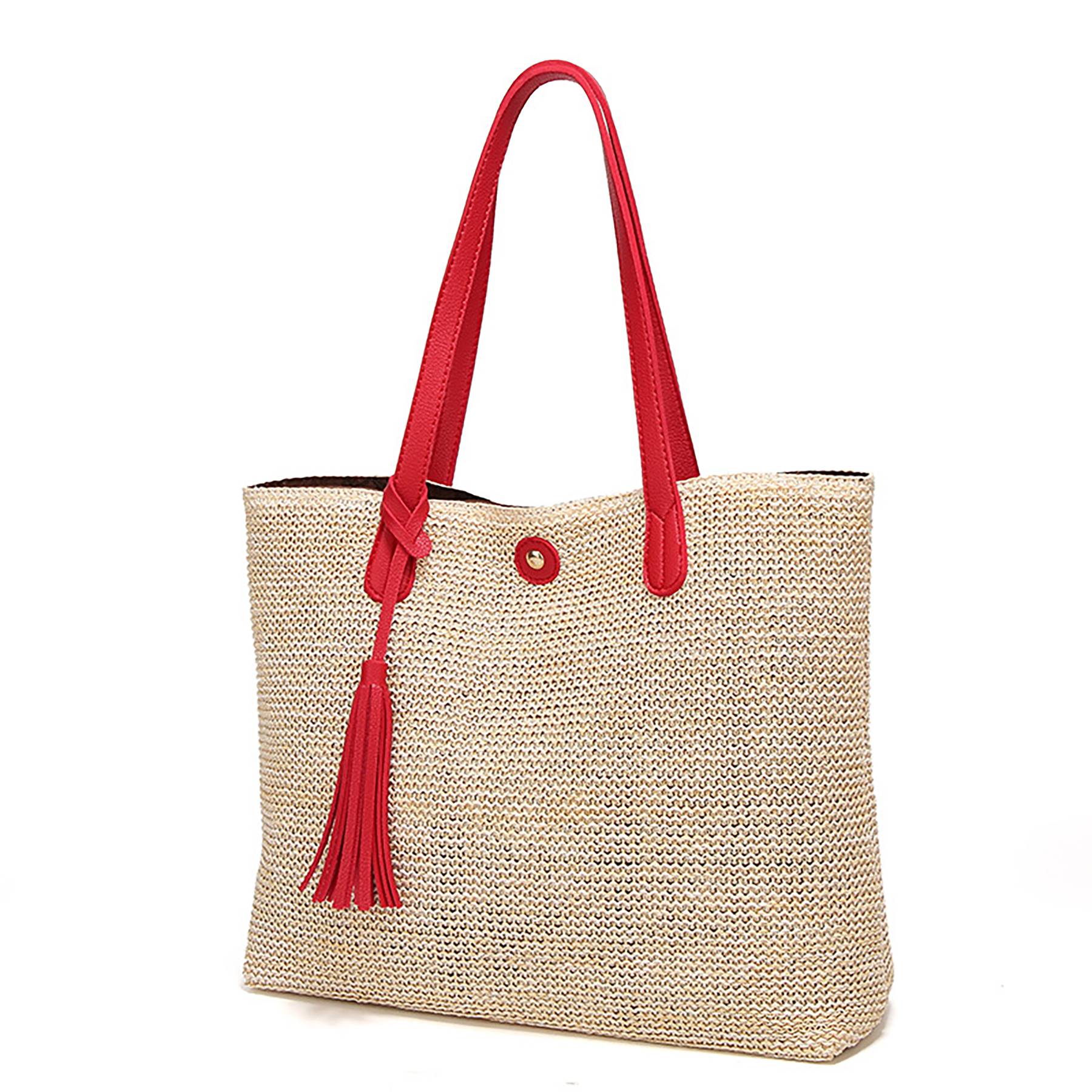 Large Straw Beach Bag for women, custom tote bag with logo imprint 2