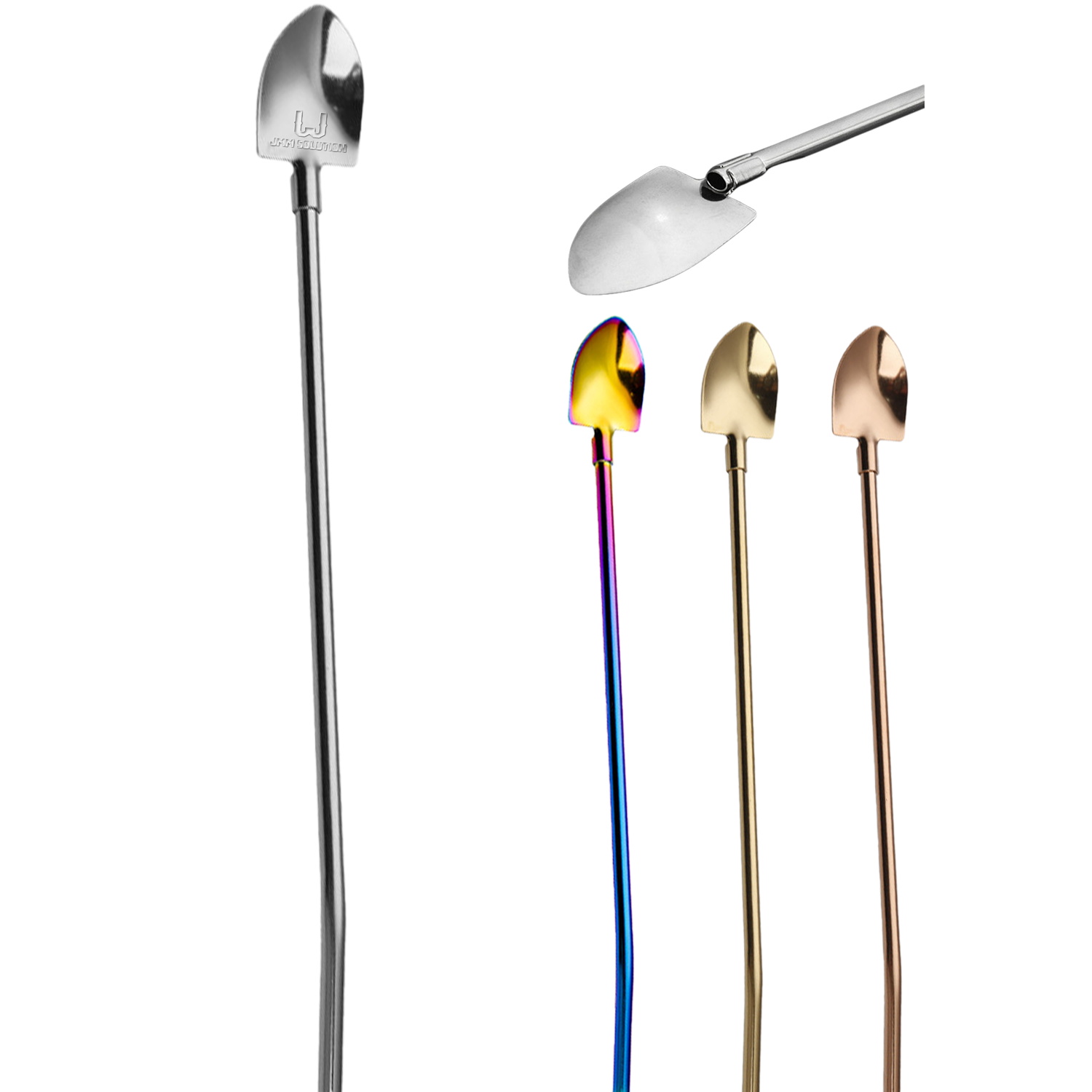 2 in 1 Stainless Steel Shovel Shape Straw Spoons 2
