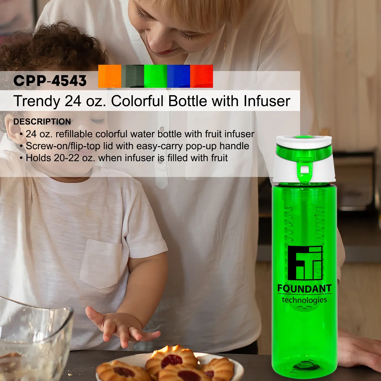 Trendy 24 oz. Colorful Bottle With Infuser 3