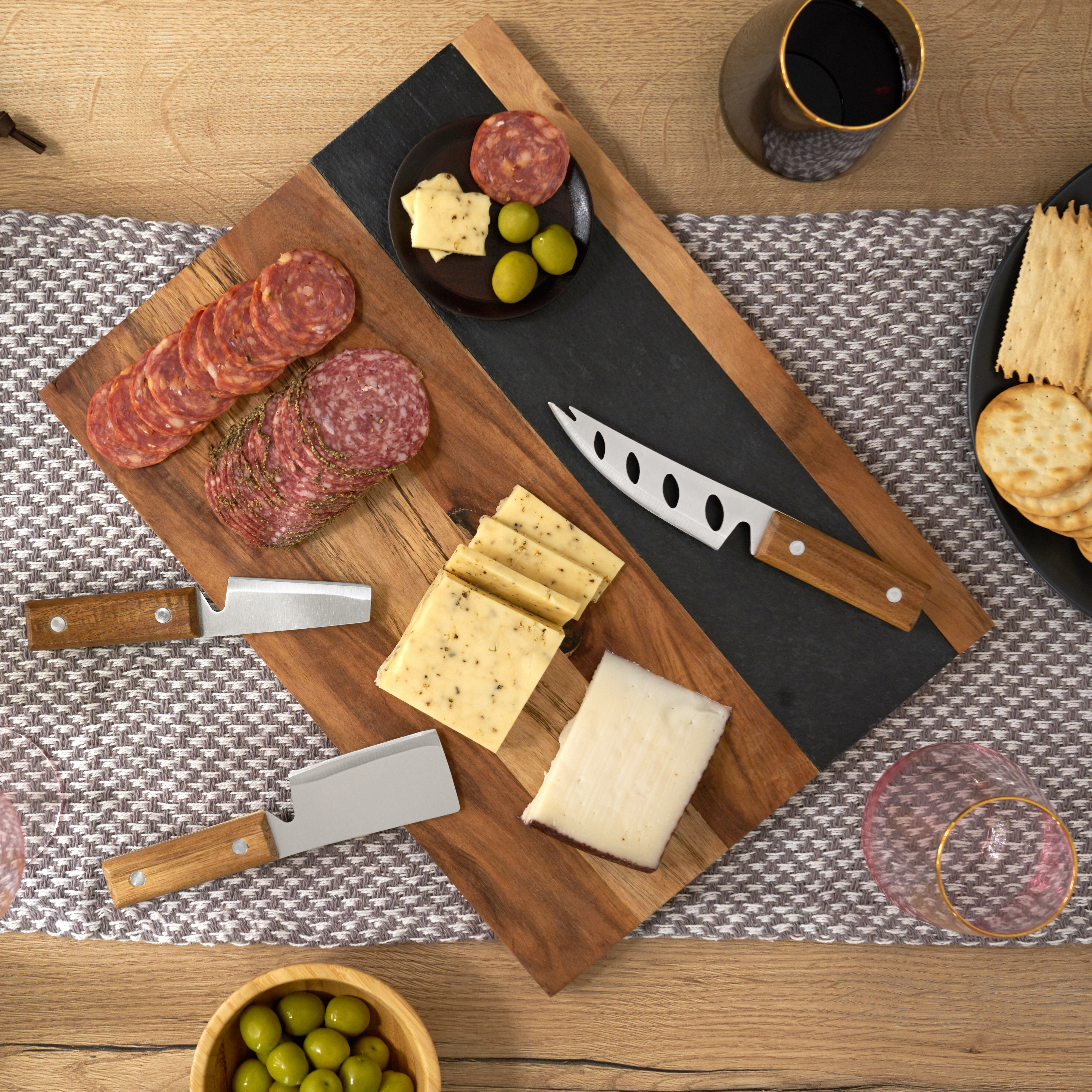 Twine Living® Wood and Slate Serving Board 5