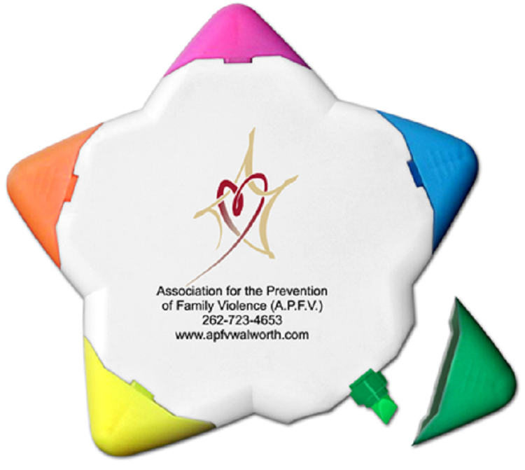 Star Lighter-Star shaped highlighter. 5 highlighters in 1 - Full Color Decal