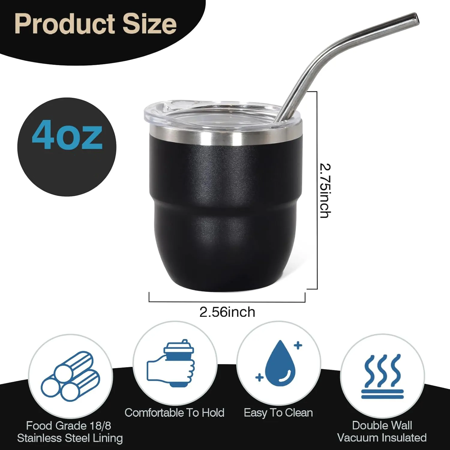 4oz Stackable Vacuum Insulated Espressp Coffee Cup 6