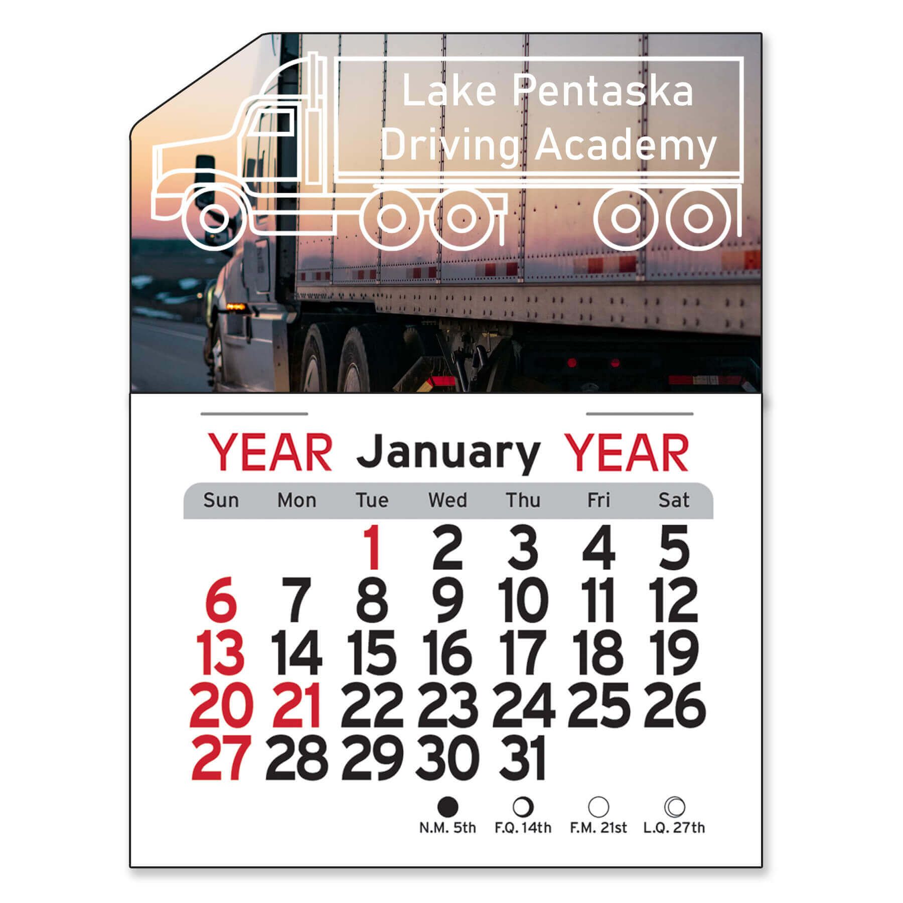 Adhesive Peel-N-Stick® Calendar - Semi-Truck 7