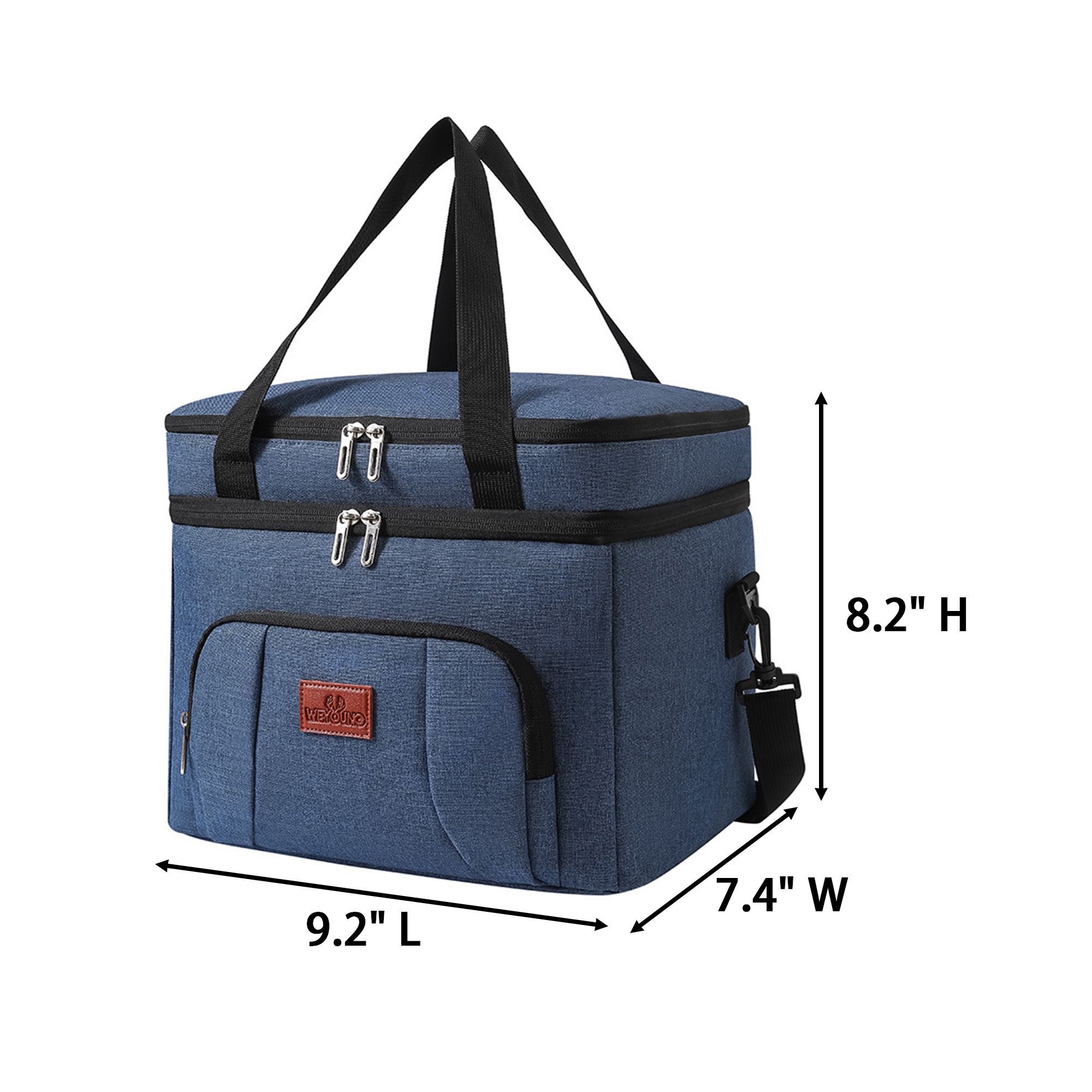 Insulated Dual Compartment Lunch Tote 9.2" Length X 7.4" Width X 8.2" Height 6