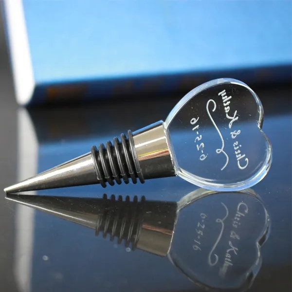 Personalized Crystal Heart Wine Stopper 3