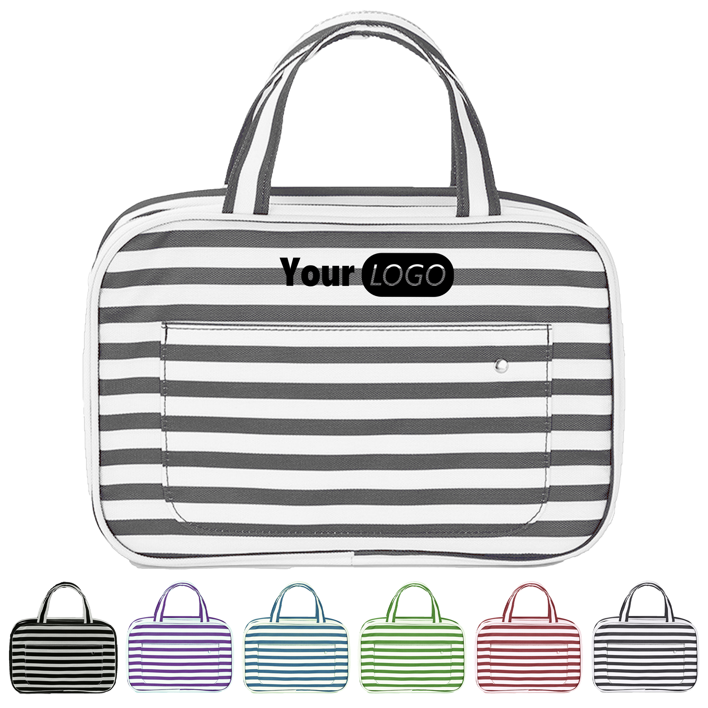 Polyester Striped Hanging Toiletry Bag For Travel 2