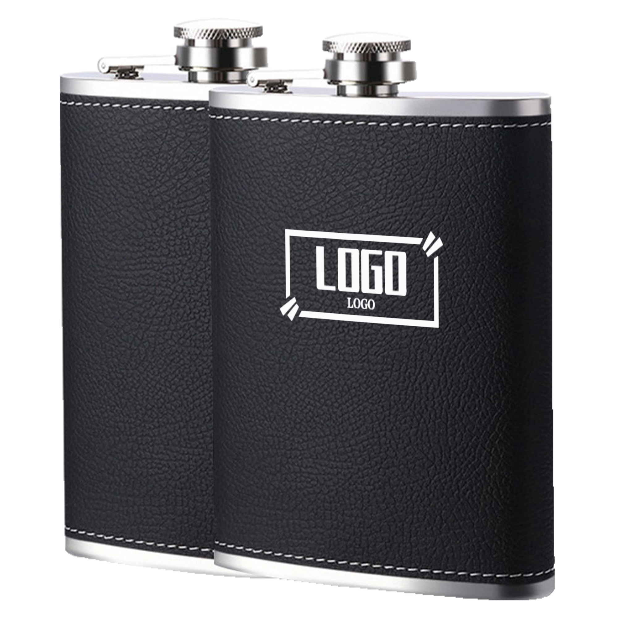 8 Oz. Premium Leather Bound 304 Stainless Steel Flask 2