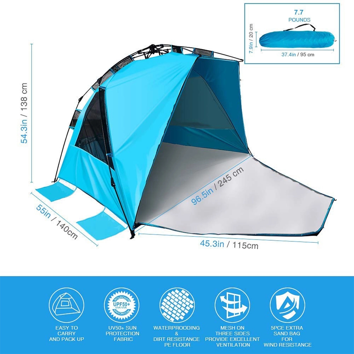 POP Up Beach Tent with Mat XL 5