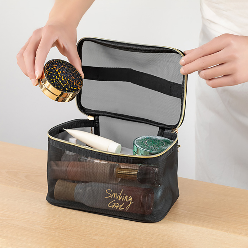 Black Mesh Toiletry Bag Cosmetic Bag 6