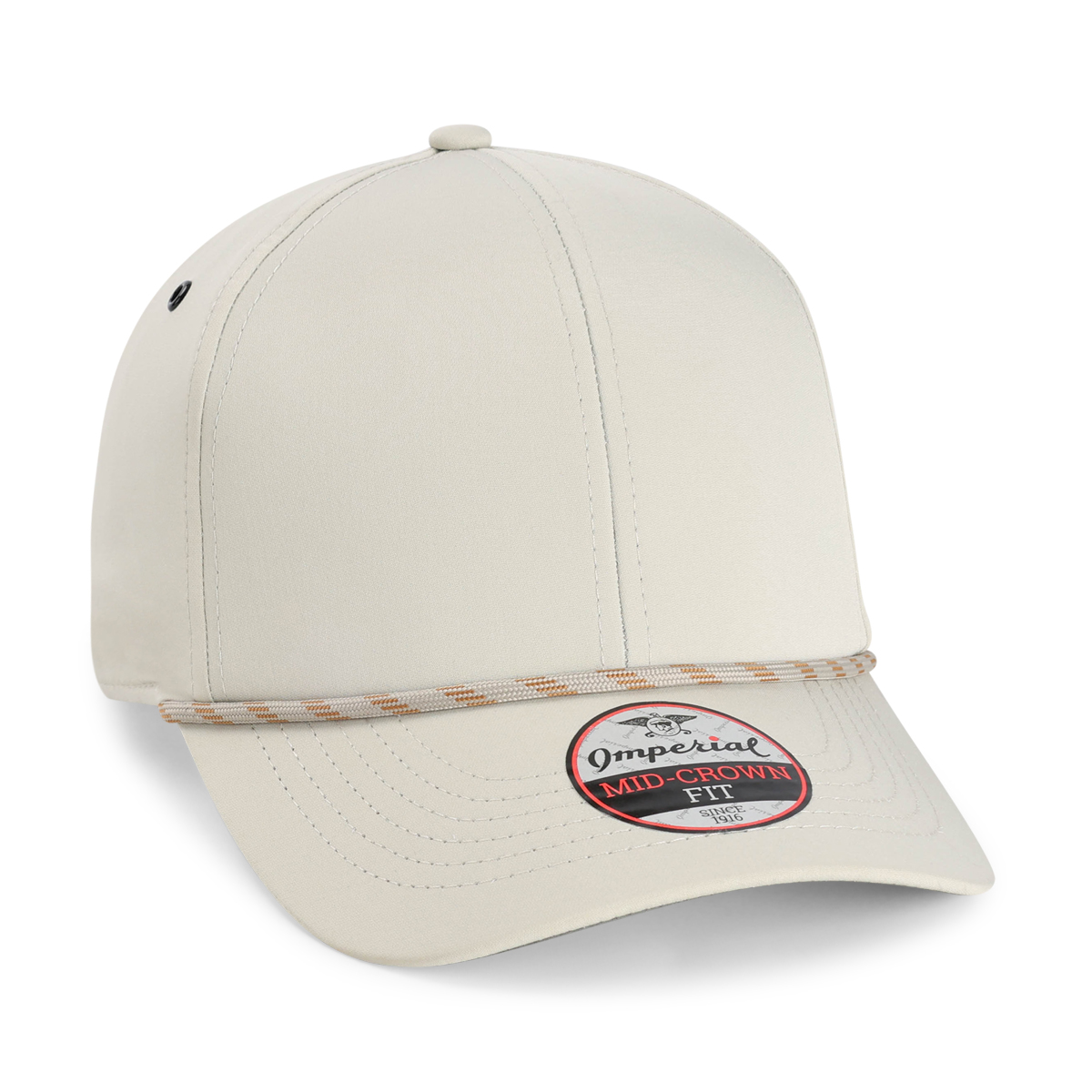 Imperial 6054 6-Panel Habanero Performance Rope Cap w/ Leatherette Patches or Embroidery 7