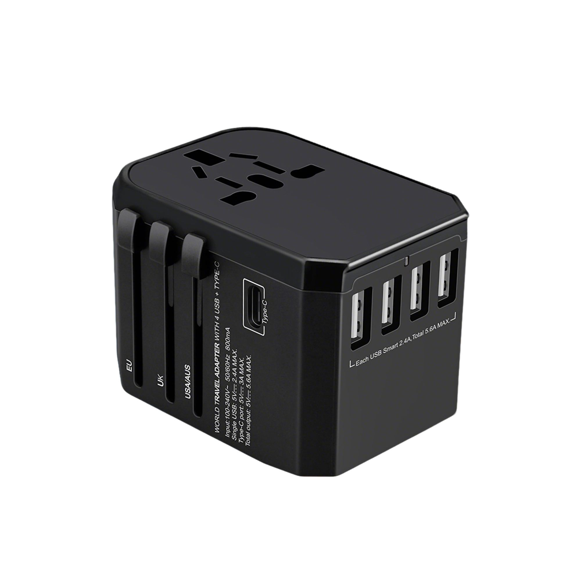 All In One Global Travel Adapter With USB C 2" x 2.1" x 2.9" 7