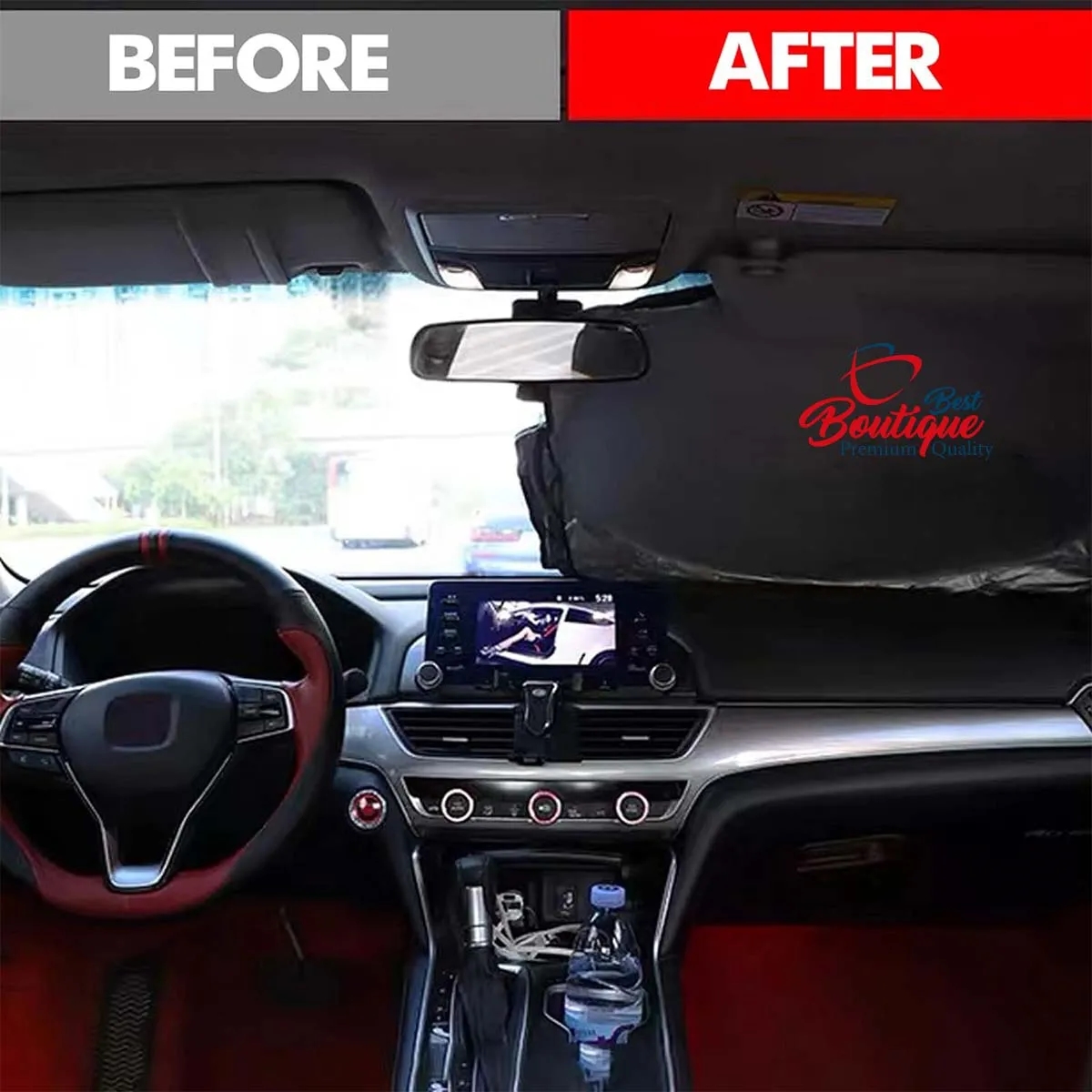 Custom Durable Foldable Reflective Car Windshield Sunshade 4