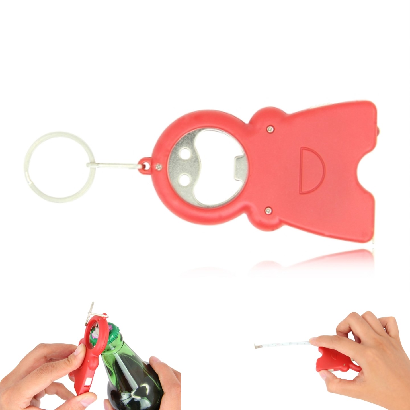 3in1 Smile Keychain Opener Light With Tape Measure 4