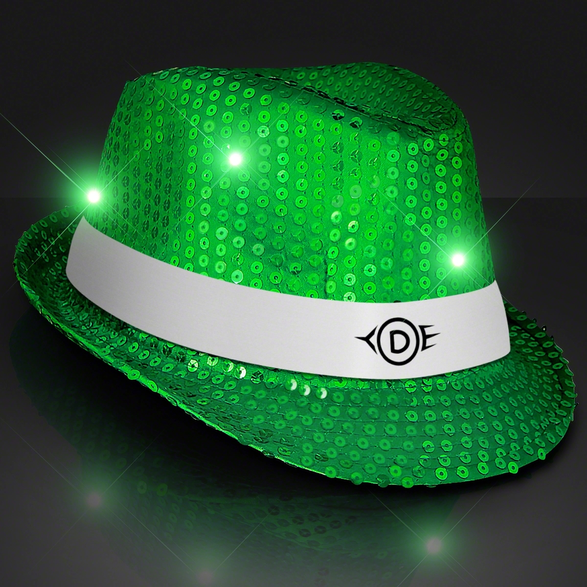 Shiny Single Colored Fedora Hats with Flashing Lights 21