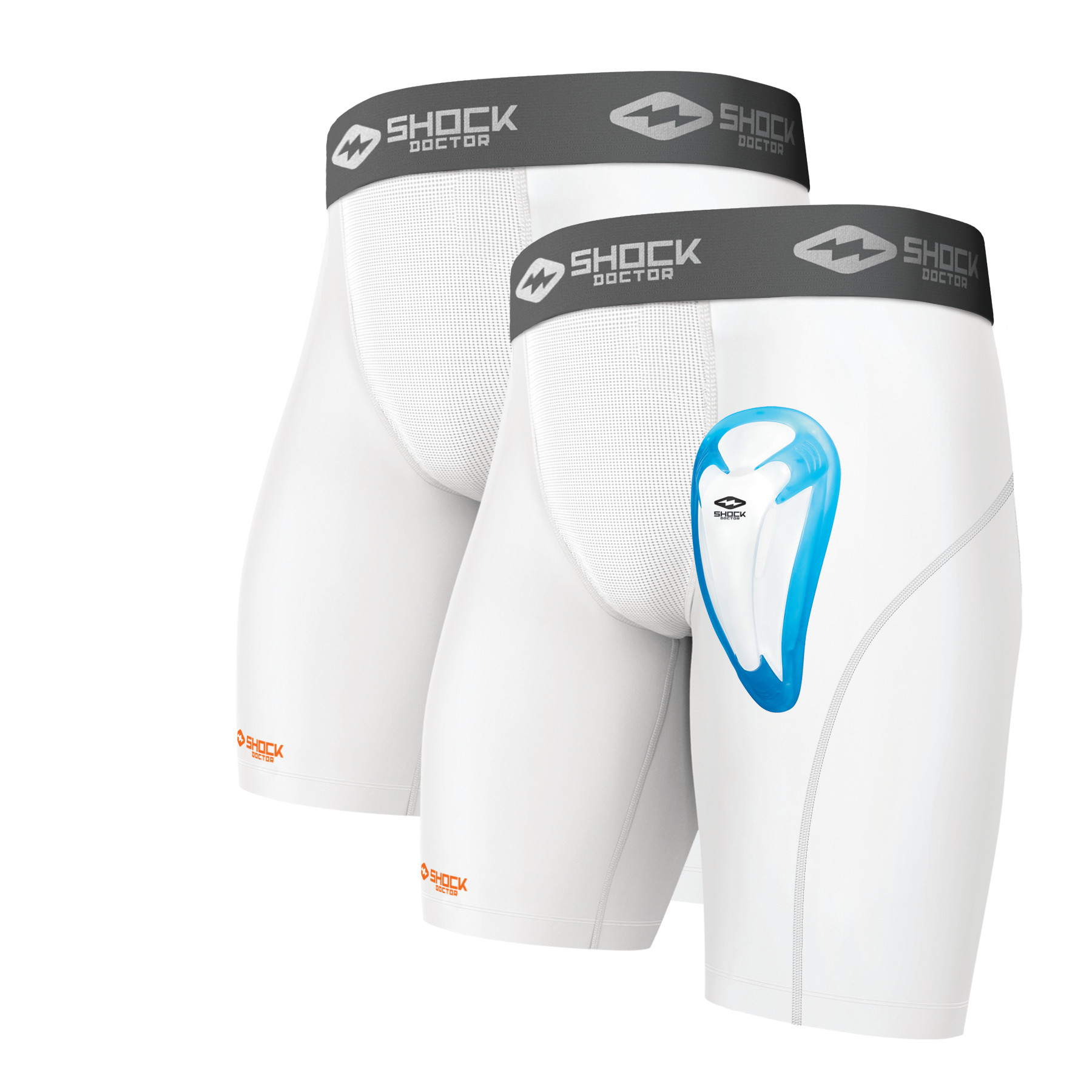 2pk Core Compression Short w/BioFlex Cup Wht 1