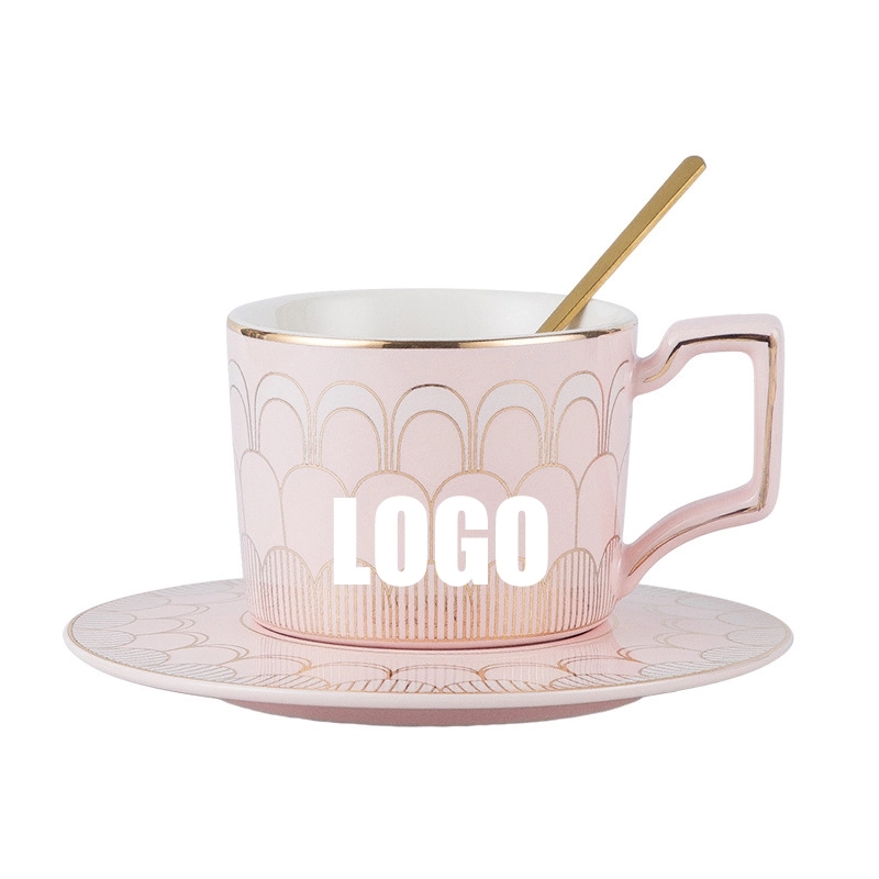 Custom 8 oz Ceramic Coffee Mug Saucer Set 1
