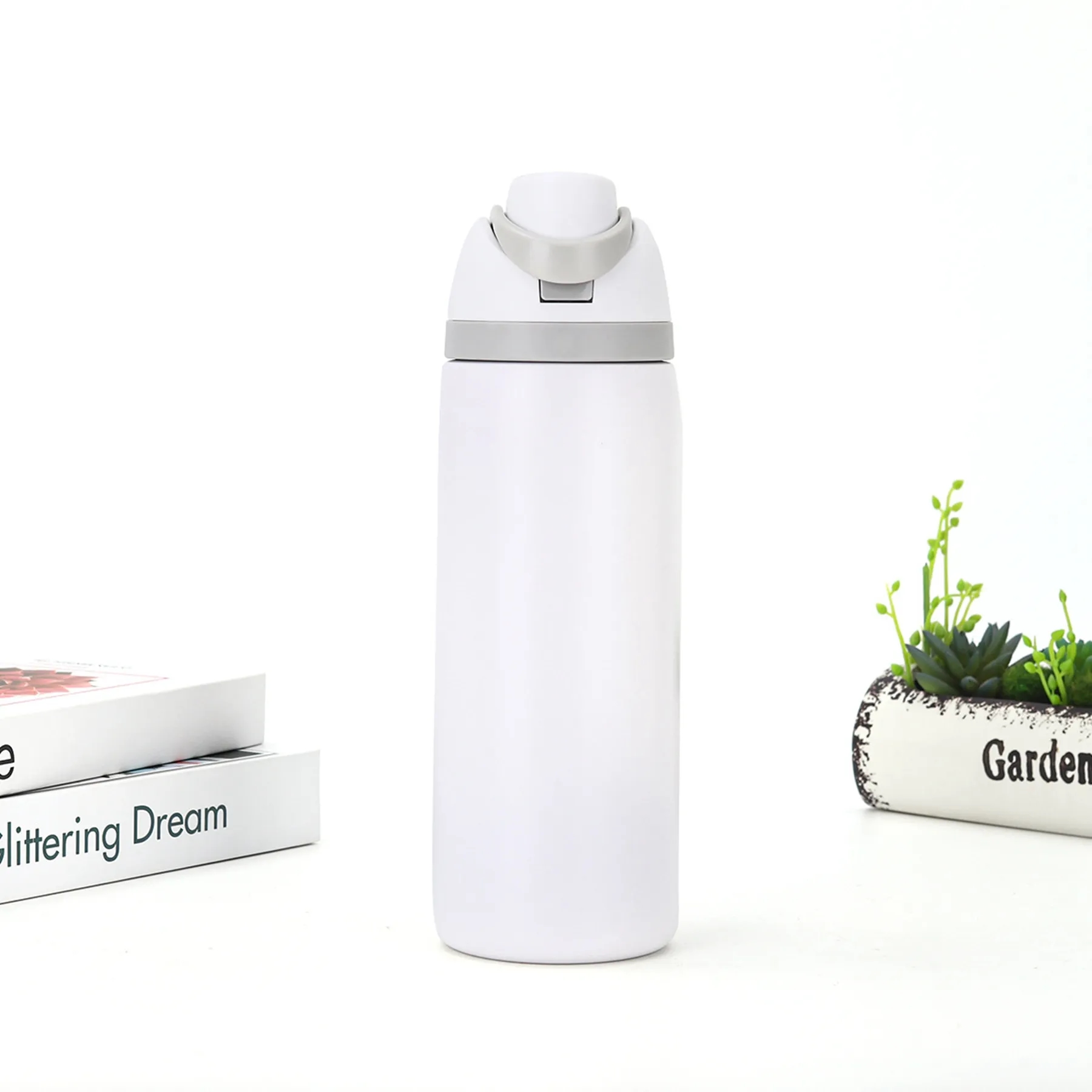 24 Oz. Leak Proof Spout Lid Water Bottle with Straw, custom water bottle with logo imprint 6