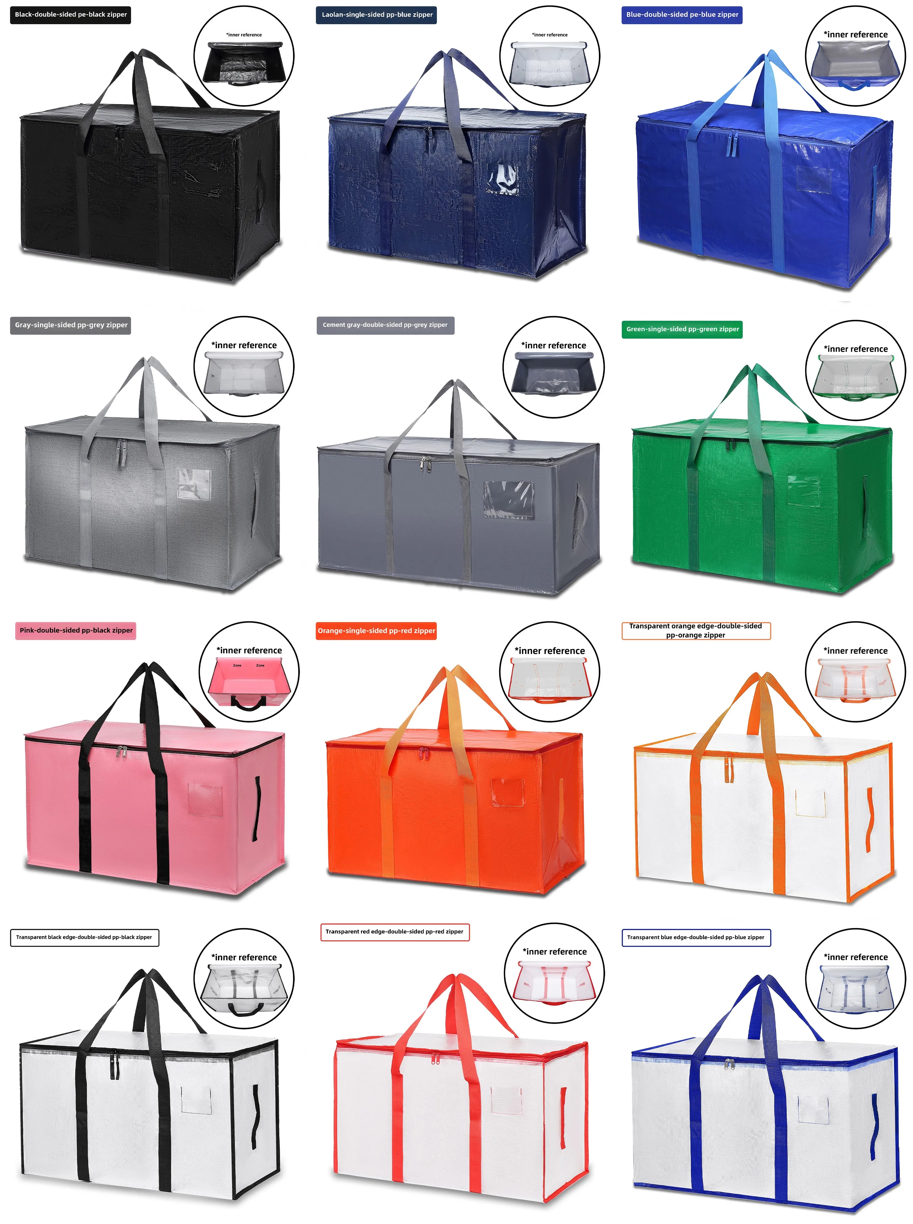 Extra Large Moving Bags with Zippers Heavy Duty Waterproof Storage Handles 6