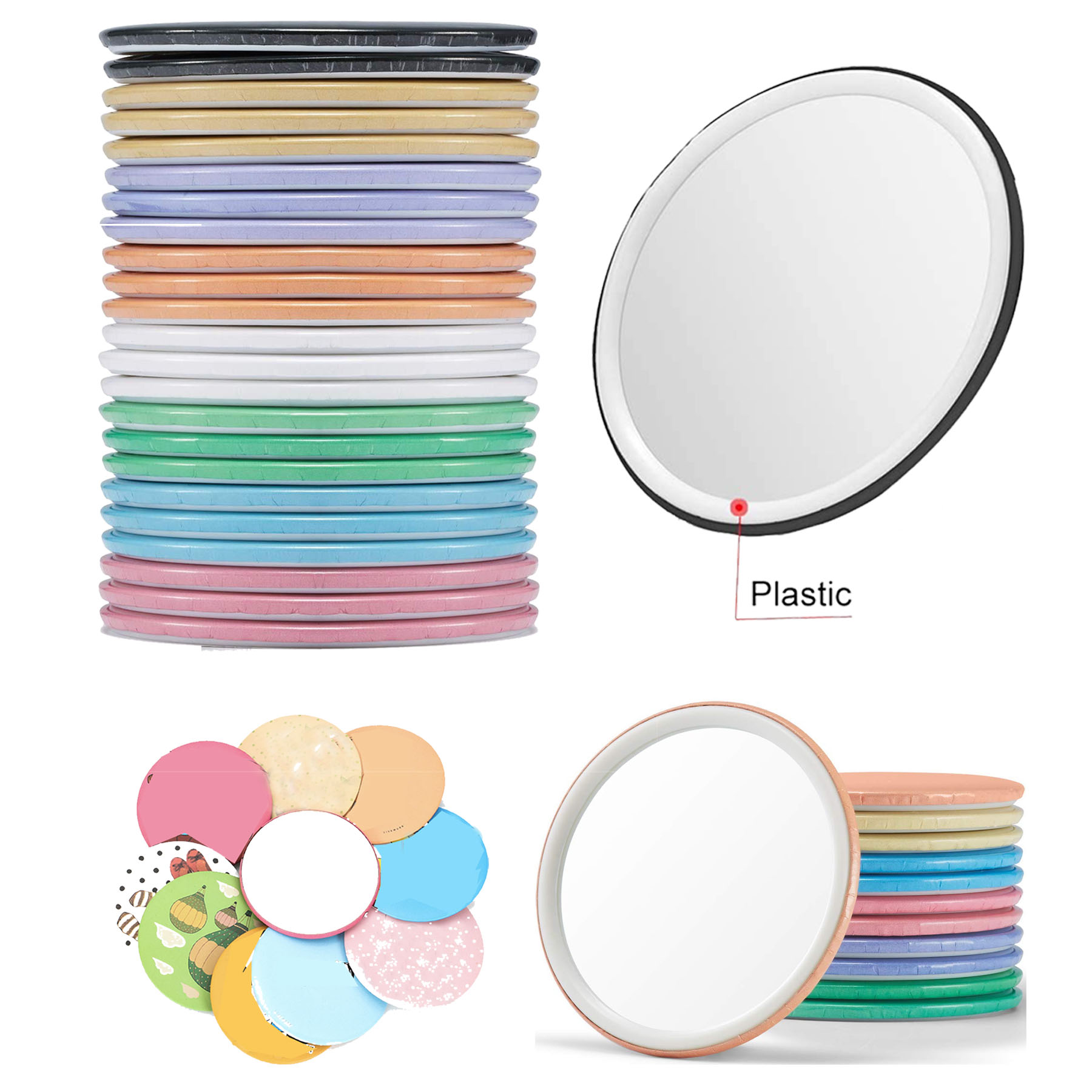 Compact Mirror Bulk Round Makeup Glass Mirror 2