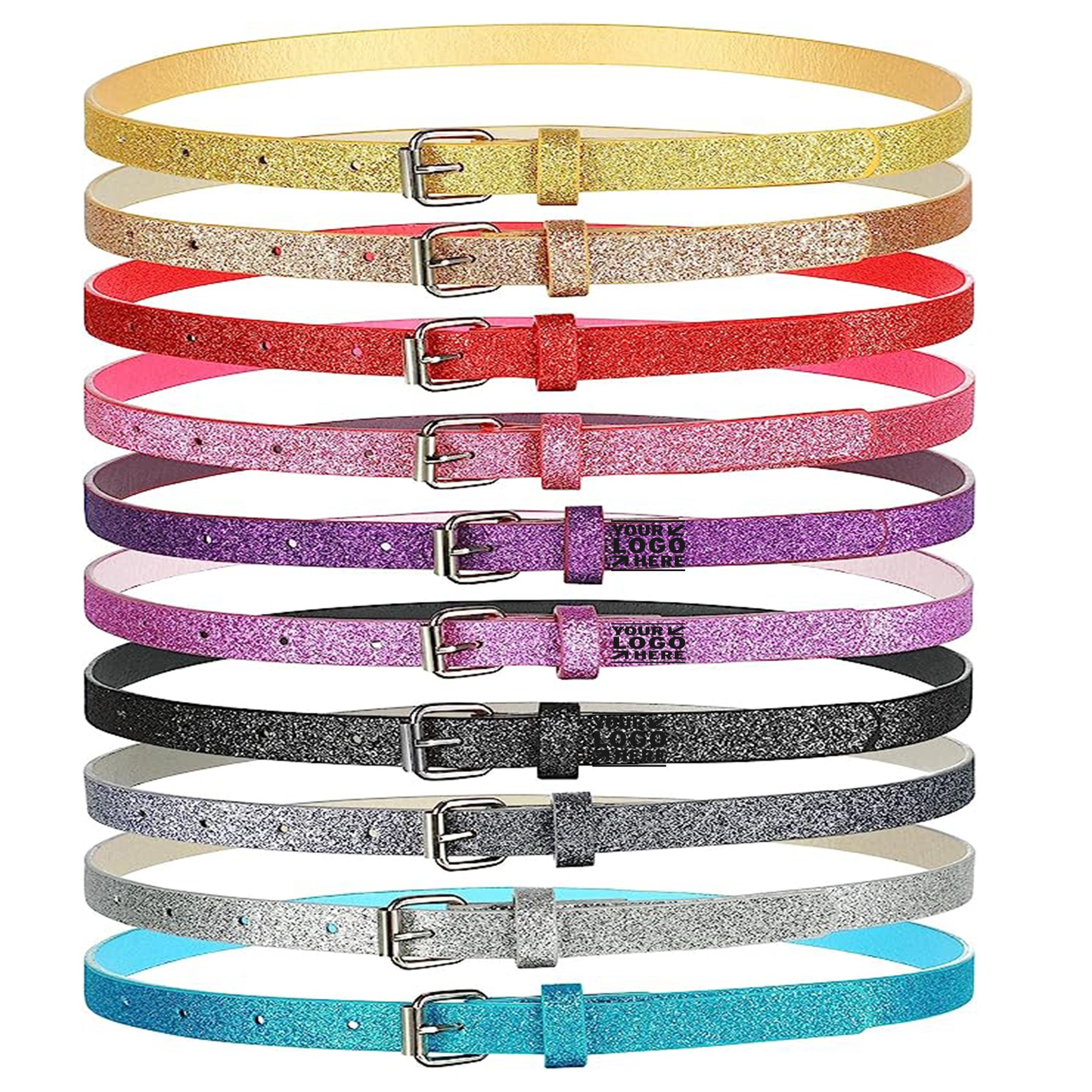 Girls Cute Shiny PU Leather Glitter Belts Dress Belt 2