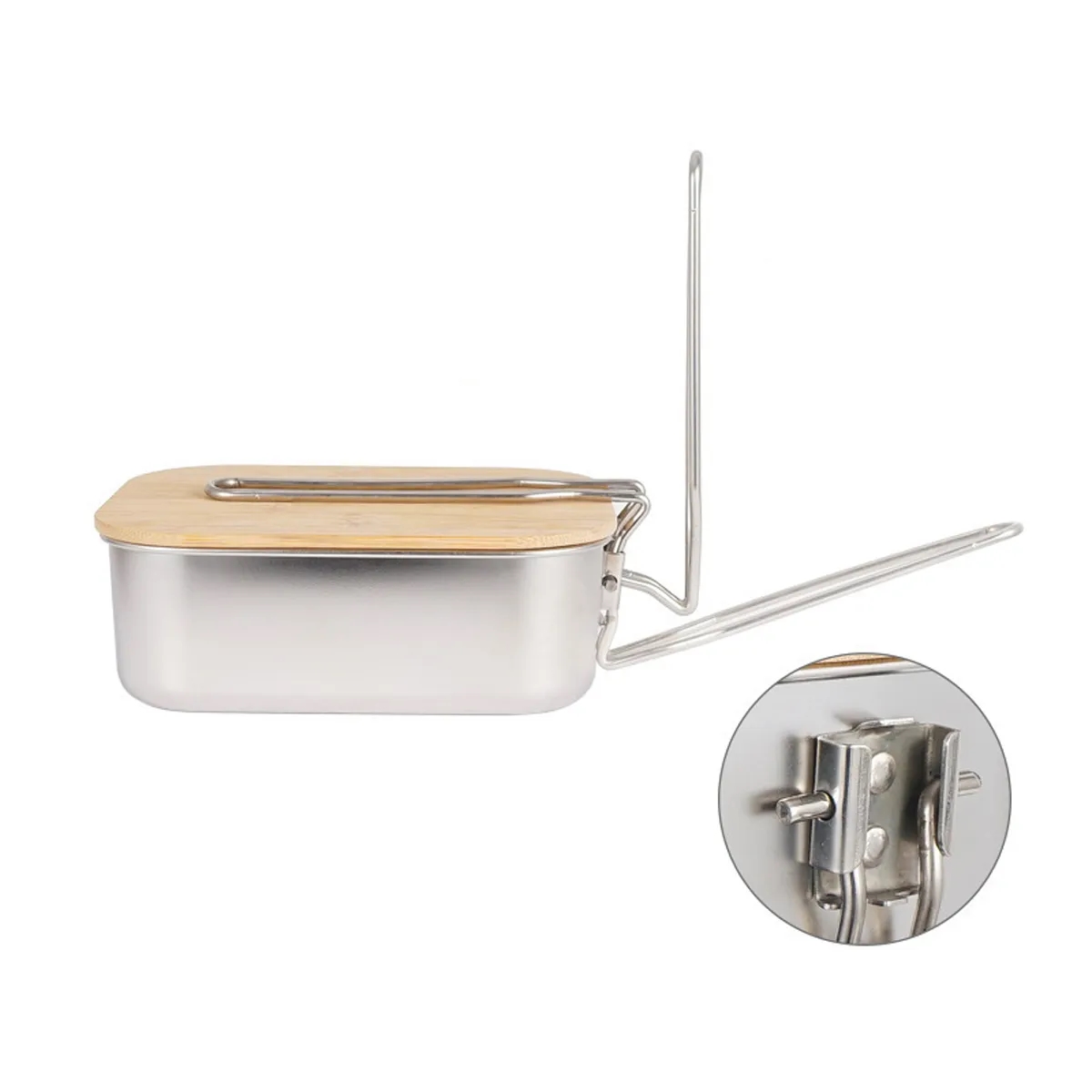 Stainless Steel Camping Bento Box with Foldable Handle 5