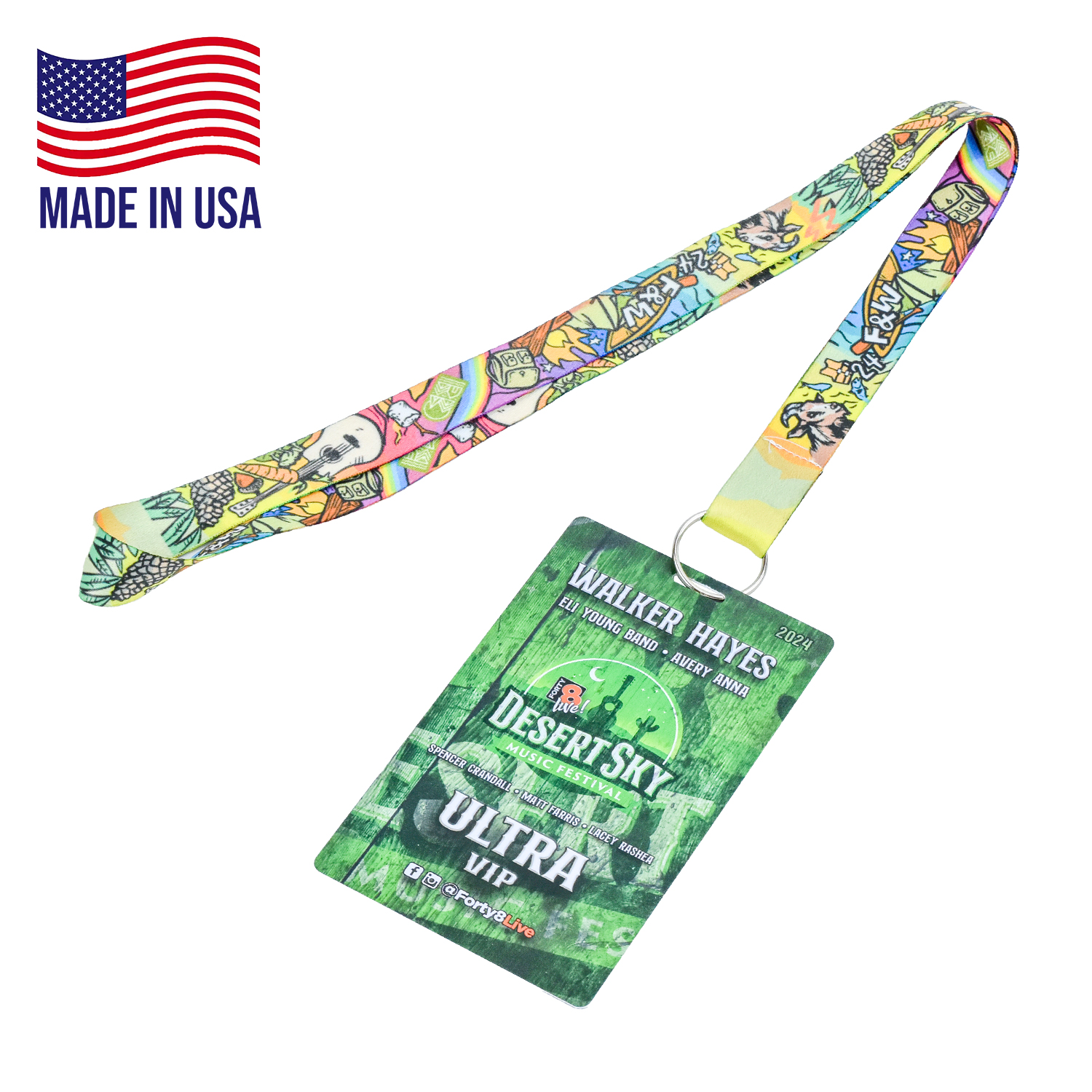USA Made 3/4 inch Full Color Lanyard with PVC ID Card 1