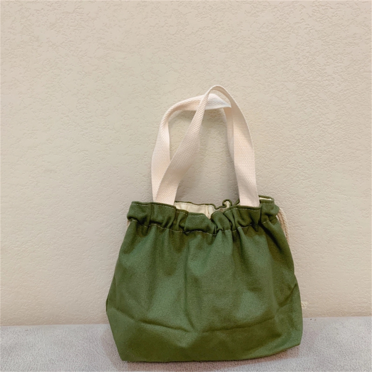 Lunch Bag Canvas Drawstring Picnic Tote Pouch 6