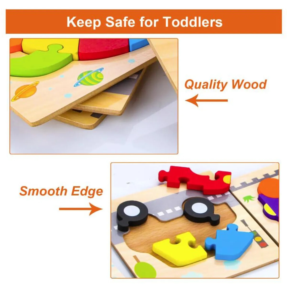 Wooden Toddler Puzzles Toys for 1 2 3 Years Old Boys Girls 2