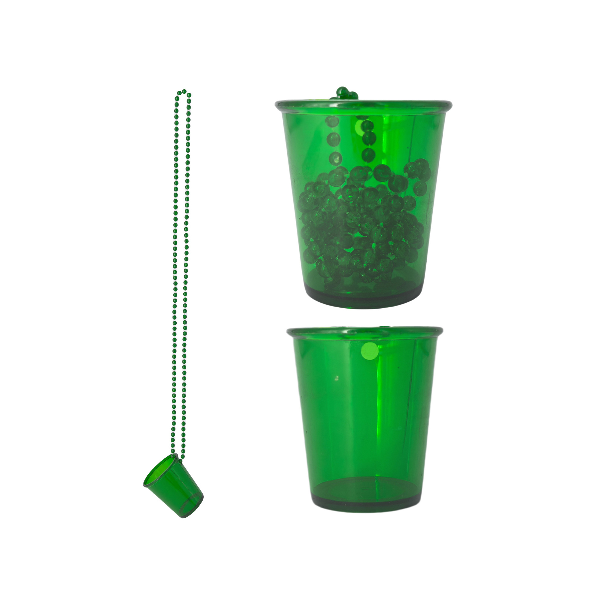 Plastic Shot Glass Necklace With Thirty Inch Chain 1.37" Width X 2.2" Height 7