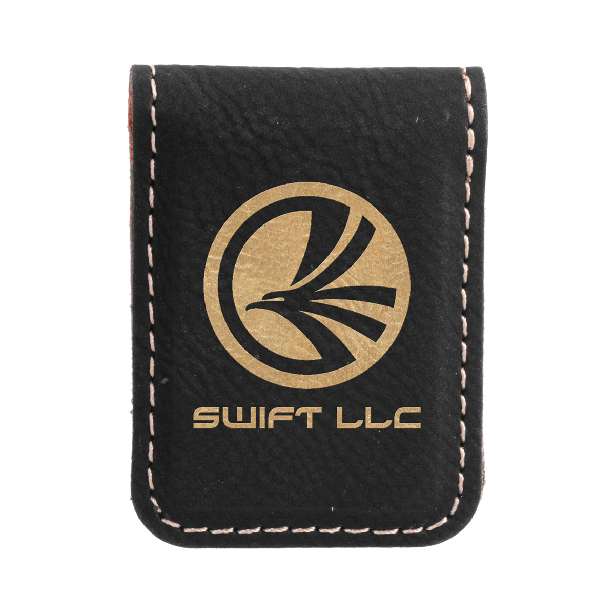 Black & Gold Leatherette Money Clip