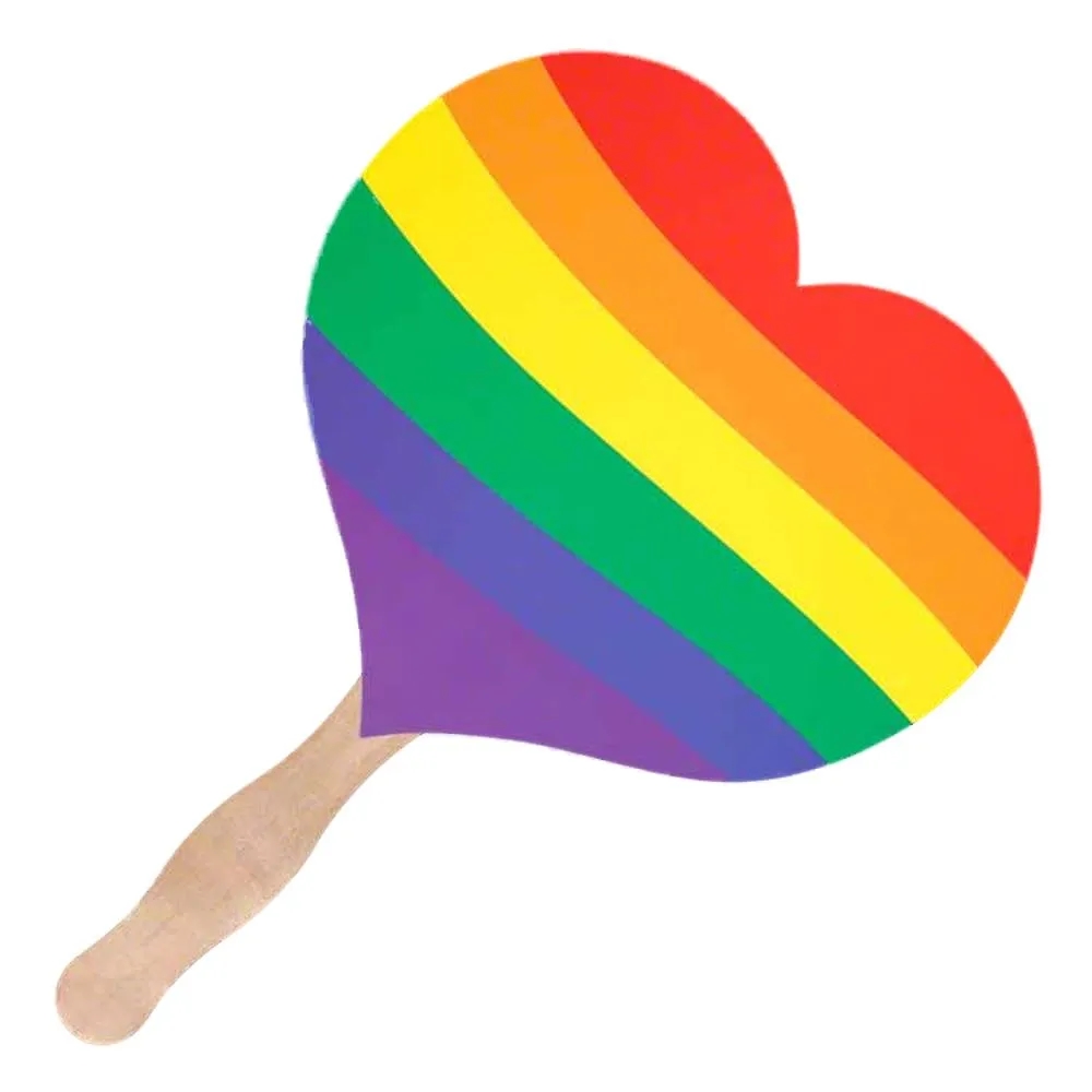 LGBT Rainbow Heart Shaped Paper Fan 2