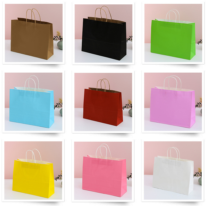 Extra Large Size Kraft Paper Shopper Tote bags(15 3/4" * 5 1/8" * 12 3/16") 12