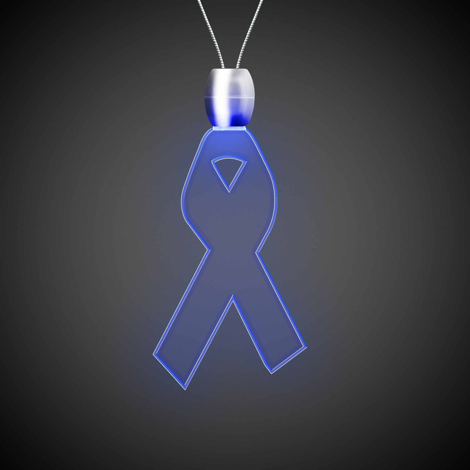 Ribbon Blue Light-Up Acrylic Pendant Necklace