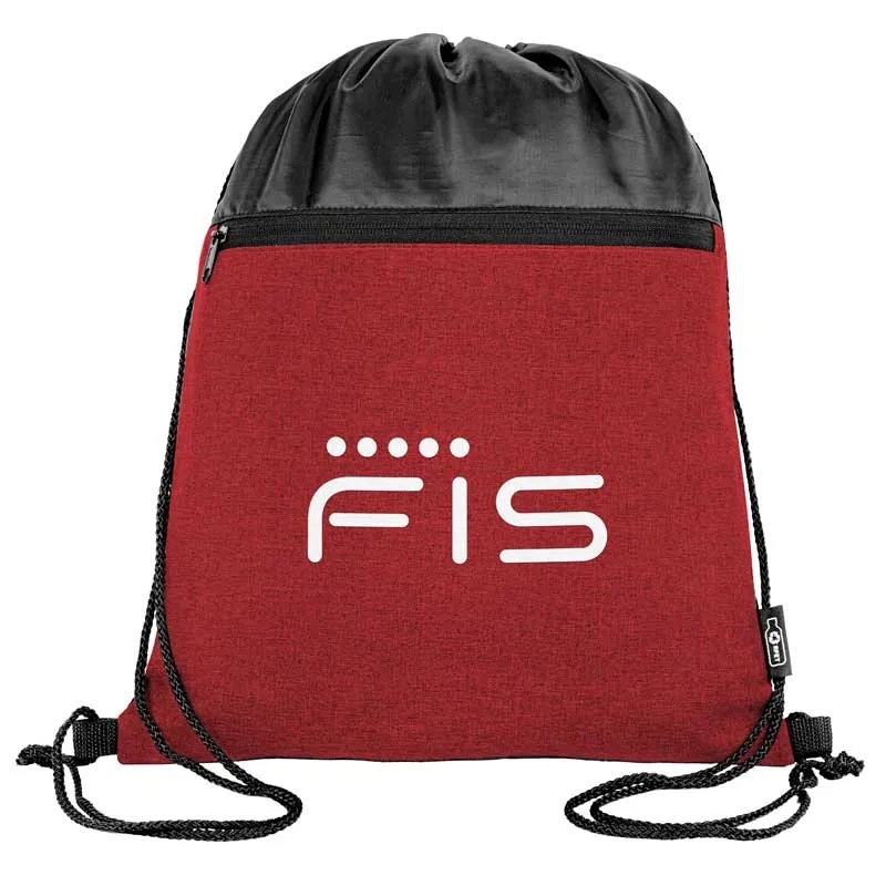 rPET Heather Draw String Bag with Front Zipper Pocket 3