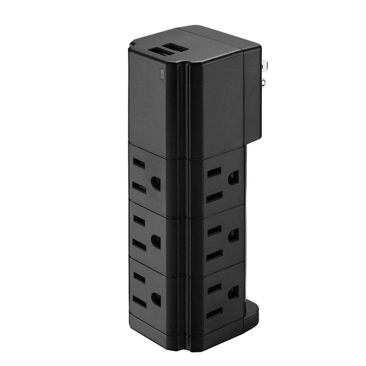 Multi-Charging Tower - 9 Outlets 2 USB Ports Black