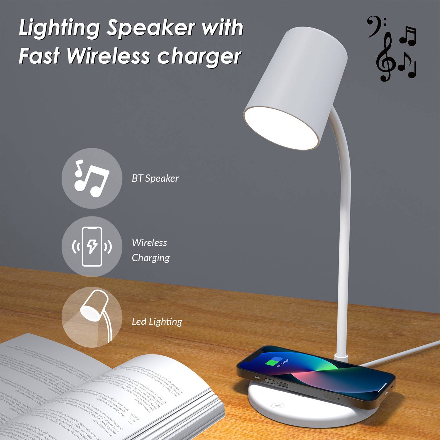 Wireless charging music table lamp speaker 4