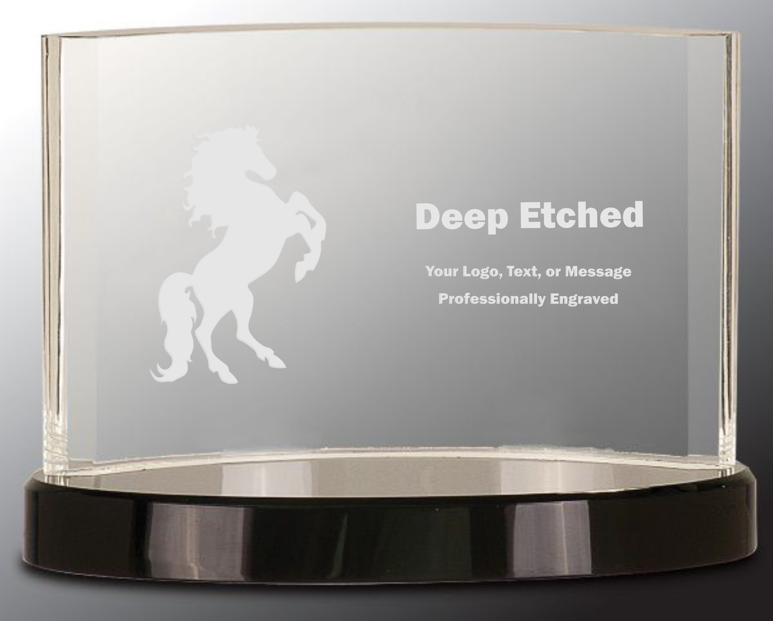 7" x 5" Clear Crystal Crescent on Black Crystal Base Crystal Award