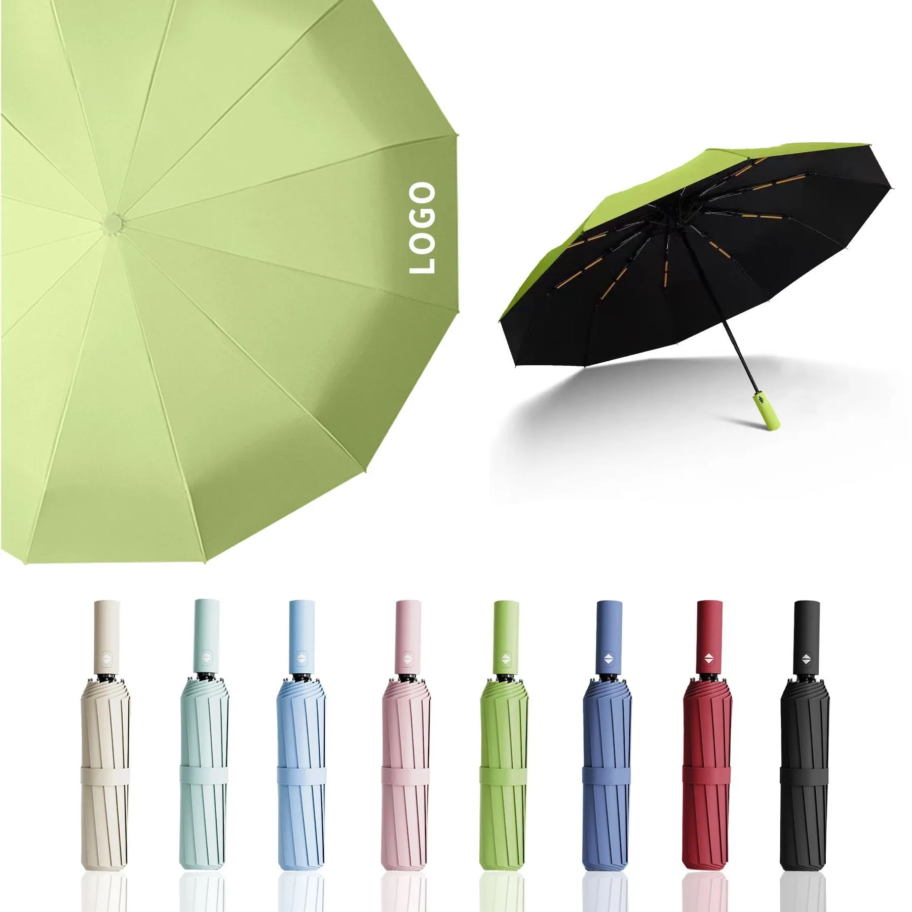 42" Automatic Vinyl Sunshade Folding Umbrella 2