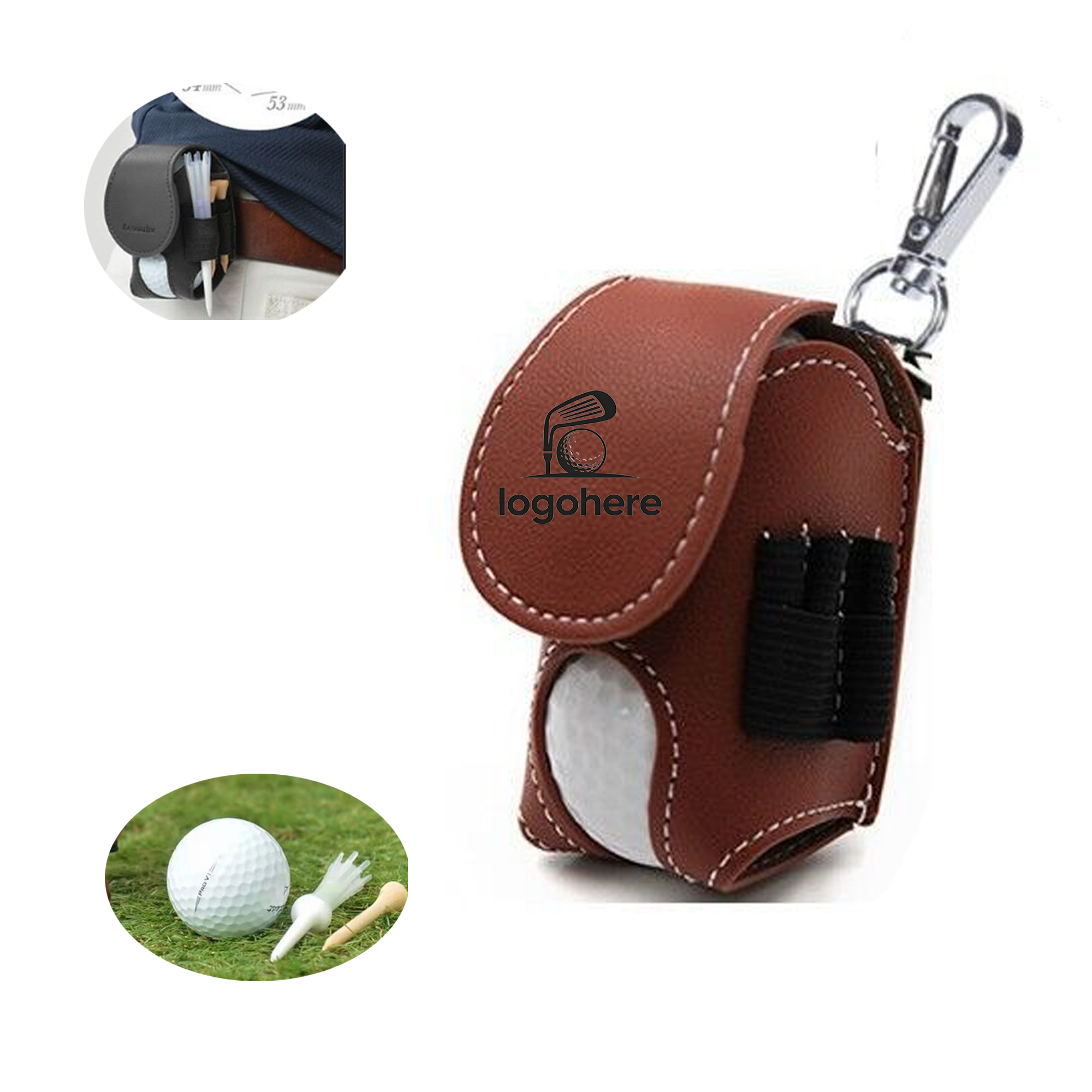 MOQ 30 Leather Golf Bag Key Ring 2